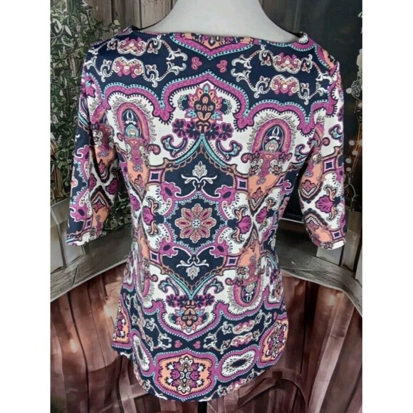 Charter Club Blouse Size S Paisley Button Design 3/4 Sleeve - Picture 6 of 8